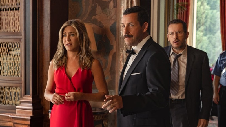 Jennifer Aniston and Adam Sandler investigating
