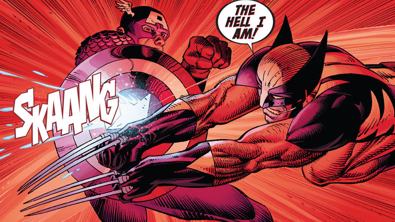 Wolverine attacking Captain America
