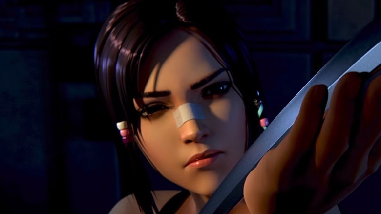 Ellie hefts a blade in Blade Runner: Black Lotus (2021)