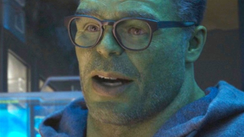 Professor Hulk wearing glasses