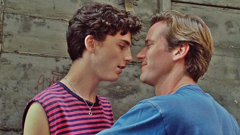 Elio and Oliver are about to kiss in "Call Me by Your Name" (2025)