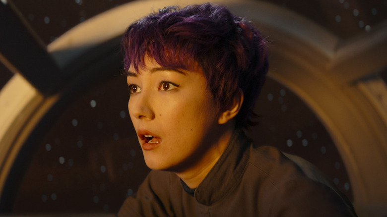 Ahsoka's Sabine Wren looking shocked in spaceship