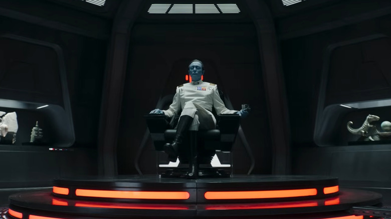 Grand Admiral Thrawn sitting in his command chair in Ahsoka season 2 (2027