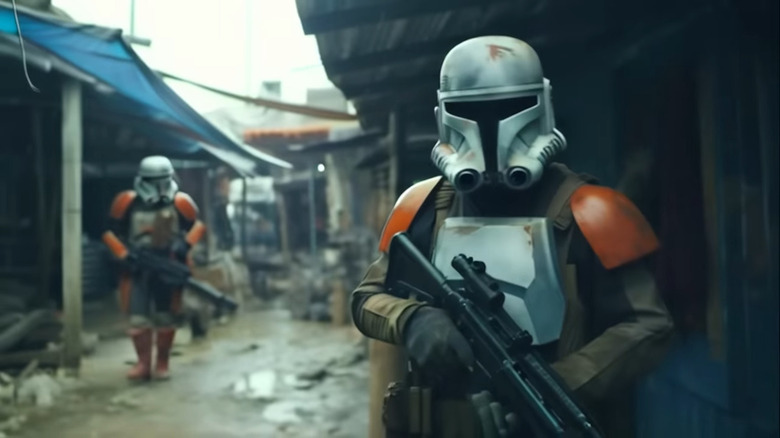 Stormtroopers holding blasters