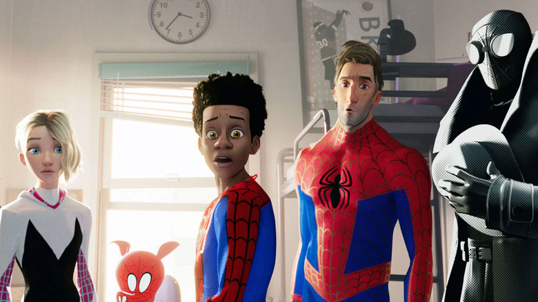 Spider-Verse characters looking stunned