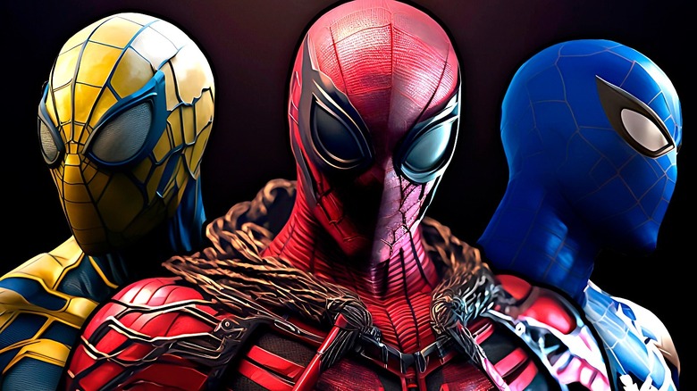 Yellow, Red, and Blue Spider-Men