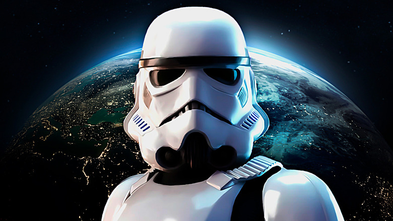 Stormtrooper with Earth background composite