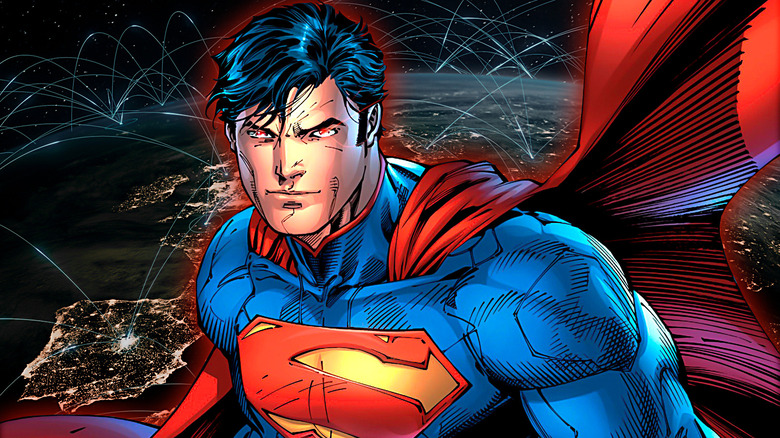 Superman superimposed on globe composite