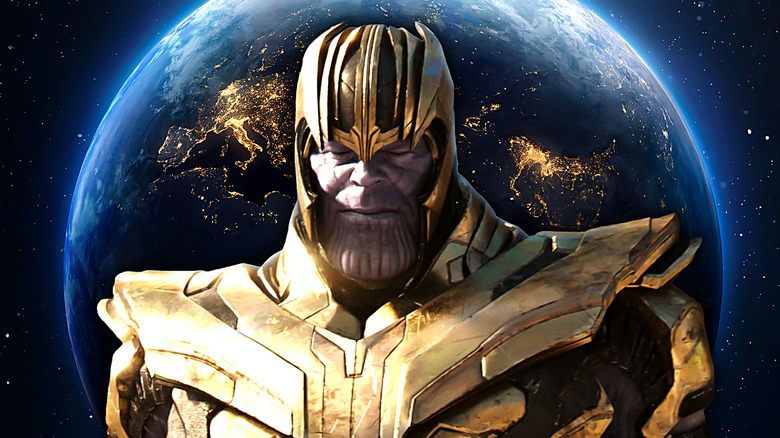 Thanos planet Earth background composite