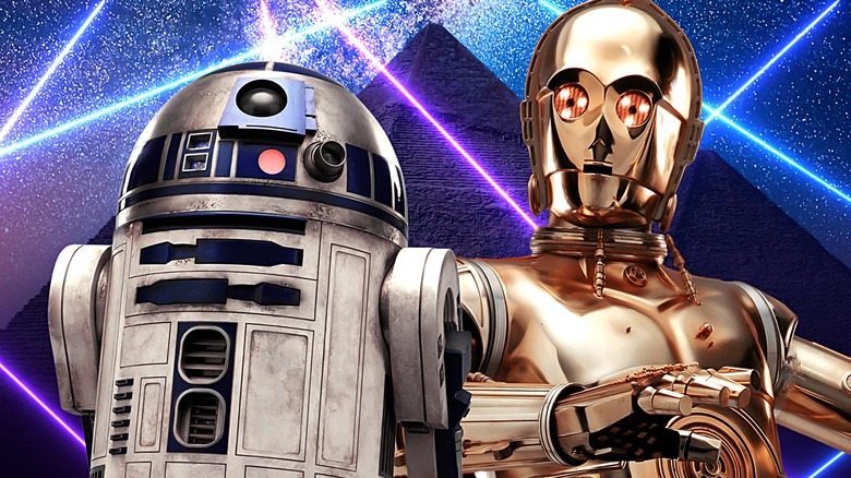 R2-D2, C-3PO and pyramids