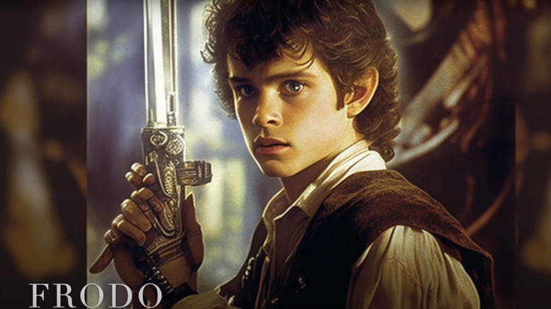 Frodo holds lightsaber Sting