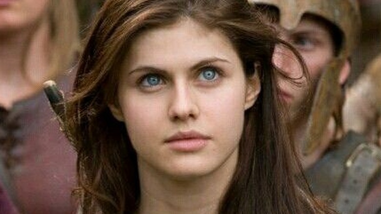 Percy holding Annabeth at swordpoint