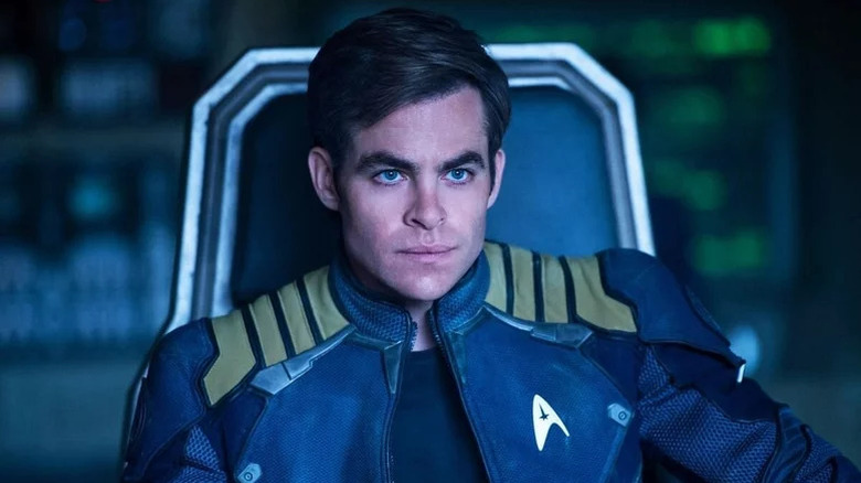Kirk sits on the bridge of the USS Franklin in "Star Trek Beyond" (2016)