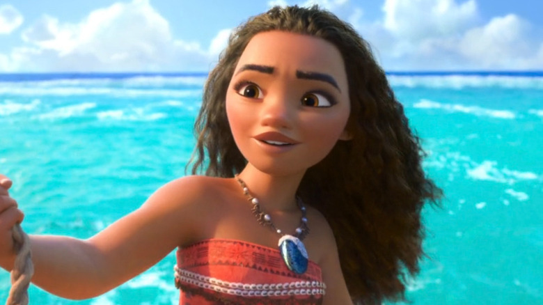 Moana returning to Motunui on her raft in "Moana" (2016)