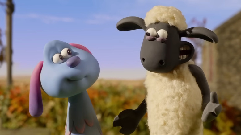 Lu-La laughing alongside Shaun the Sheep in "A Shaun the Sheep Movie: Farmageddon" (2019)