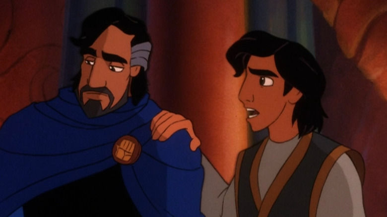 Aladdin talking to Cassim in Aladdin and the King of Thieves