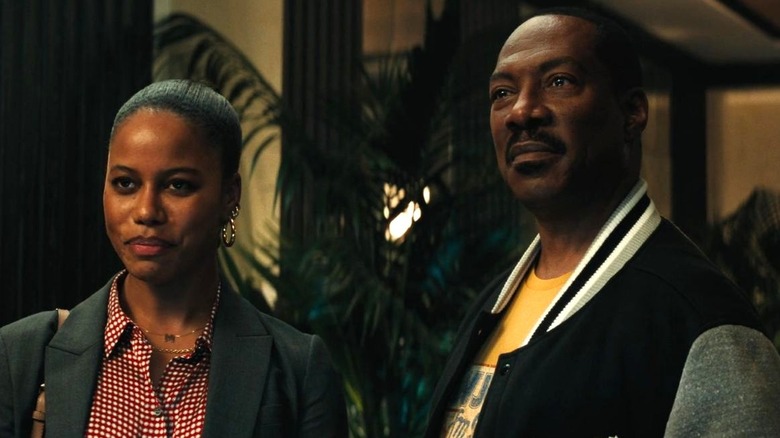 Jane and Axel Foley stand together in Beverly Hills Cop: Axel F (2024)