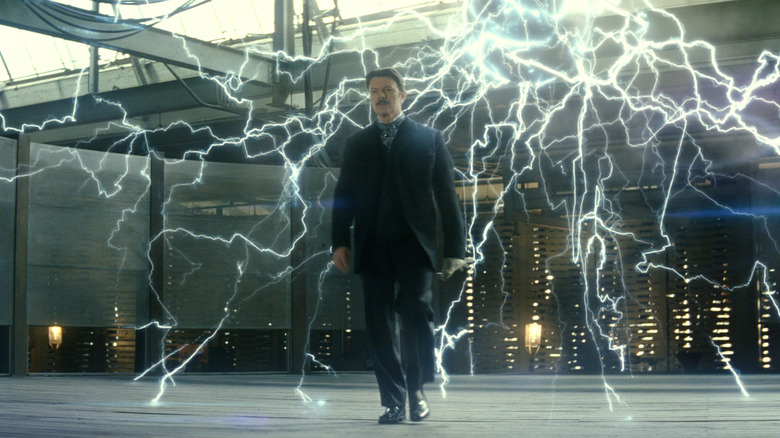 Nikola Tesla walking through a field of static electricity in The Prestige (2006)