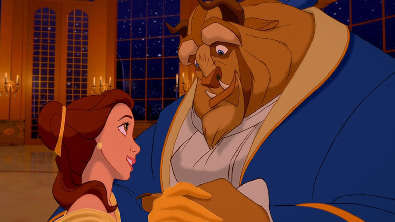 Belle and the Beast dancing in the ballroom in Beauty and the Beast