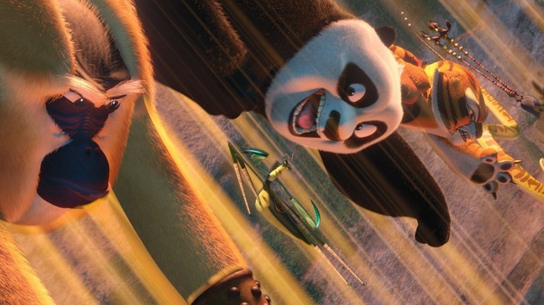 Po leaping into battle with The Furious Five in Kung Fu Panda 2 (2011)