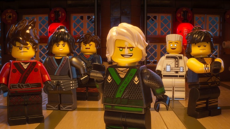 The six leads of The LEGO Ninjago Movie being summoned for a quest (2017)