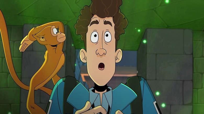 Nick Daley seconds before a monkey smacks him in Night at the Museum: Kahmunrah Rises Again (2022)