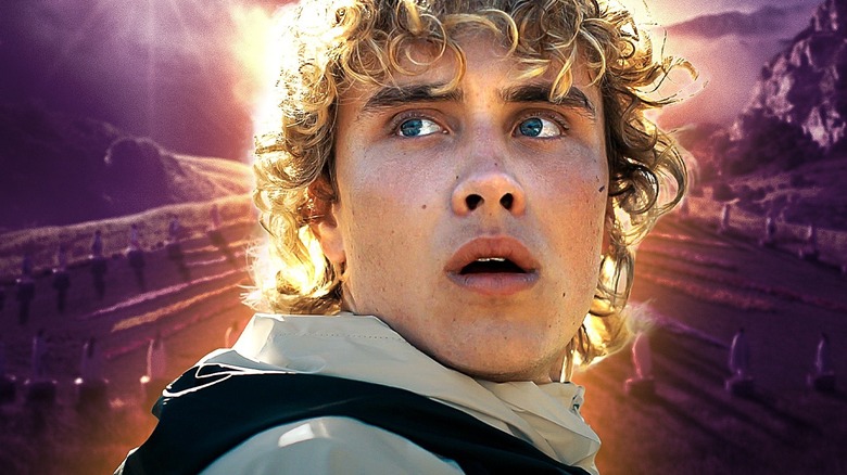 Haymitch looking scared against a purple sky in The Hunger Games: Sunrise on the Reaping