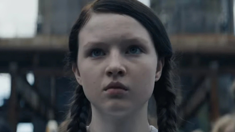 Louella McCoy with her hair in pigtails in The Hunger Games: Sunrise on the Reaping