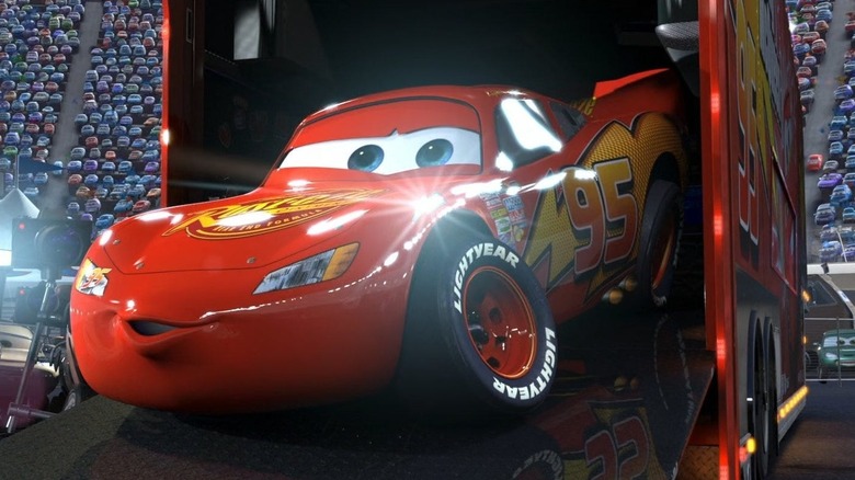 Lightning McQueen going "Ka-Chow!" in "Cars"