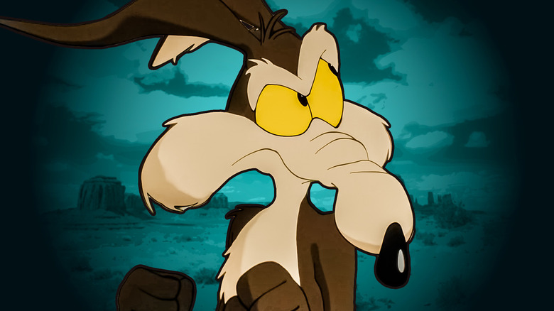 Wile E. Coyote looking suspicious in Coyote vs Acme (2026)