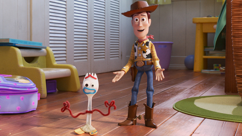 Woody introducing Forky to the other toys in "Toy Story 4" (2019)