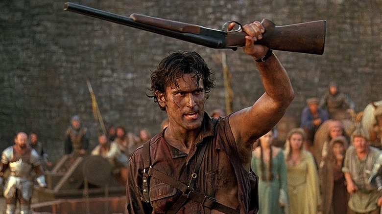 Ash heading into battle in Army of Darkness (1992)