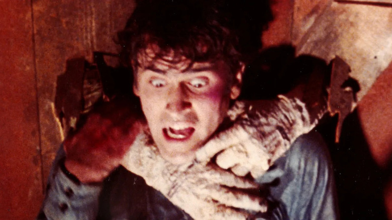 Ash attacked by a Deadite in The Evil Dead (1981)