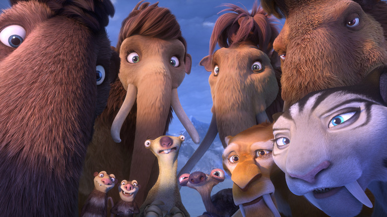 The primary Ice Age: Collision Course characters all looking shocked (2016)