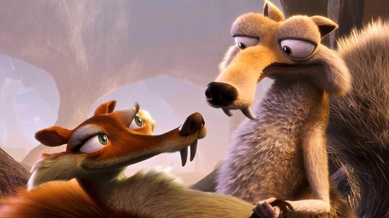 Scratte and Scrat finally falling in love in Ice Age: Dawn of the Dinosaurs (2009)