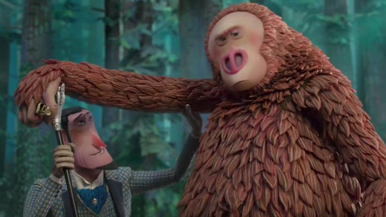 Sir Lionel first encountering Mr. Link in Missing Link (2019)