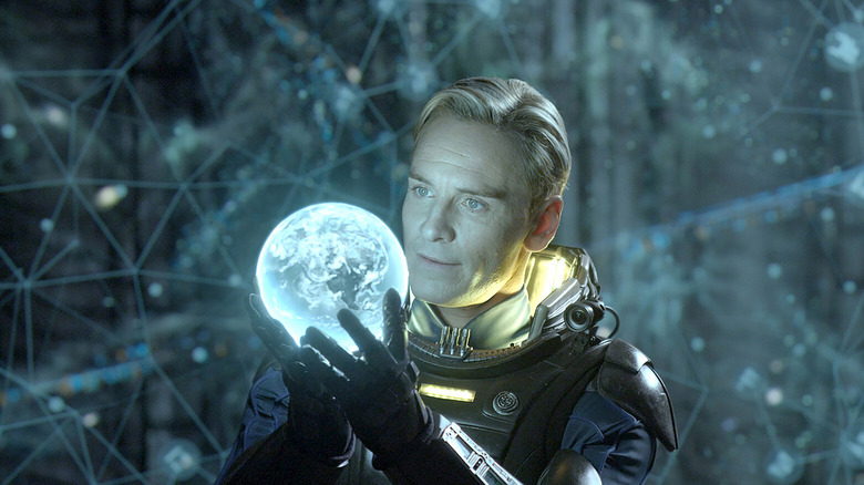 David holding a holographic globe in Prometheus (2012)