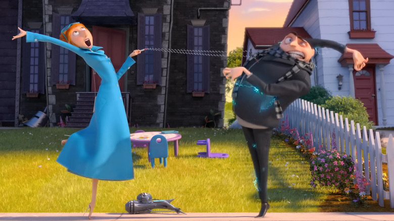 Lucy tasing Gru in Despicable Me 2