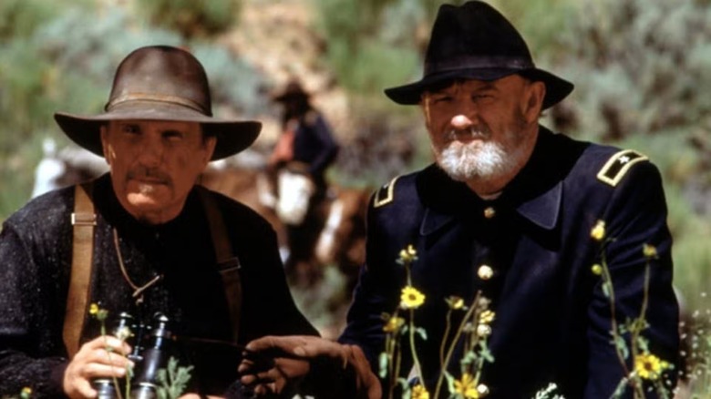 Al Sieber and George Crook watching enemy forces in "Geronimo: An American Legend" (1993)