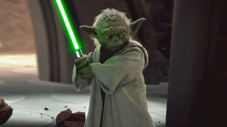 Yoda preparing to duel Count Dooku in Attack of the Clones (2002)