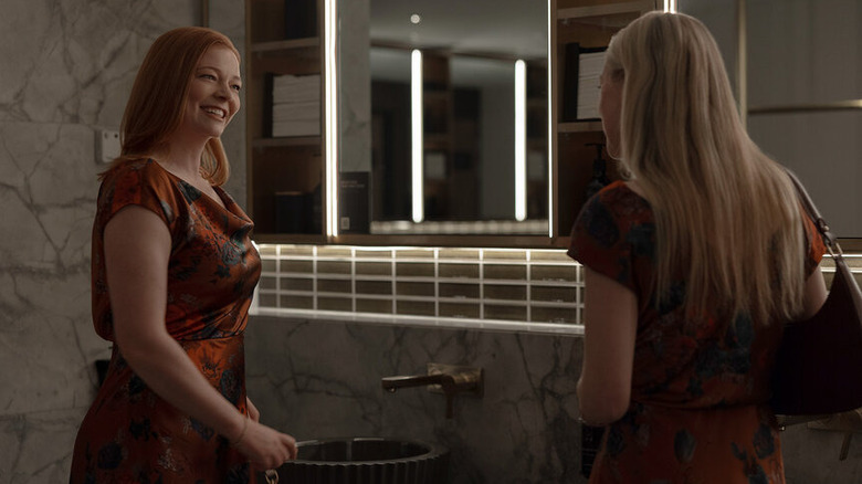 Marissa smiling at Jenny in a bathroom on All Her Fault