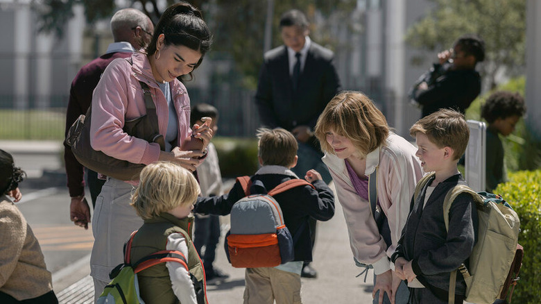 Ana and Carrie talking to Milo and Jacob at school in All Her Fault