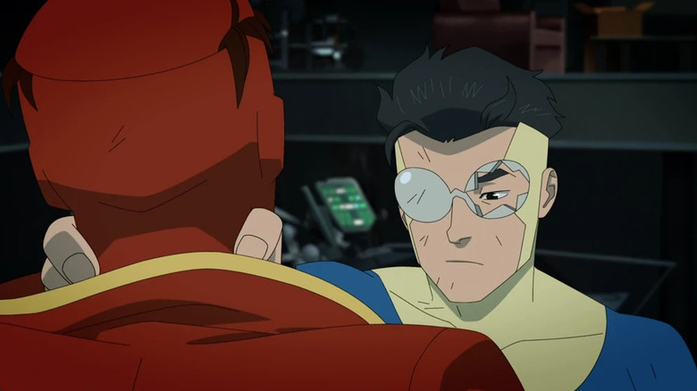 Goggles Invincible choking Rex Splode in Invincible Season 3