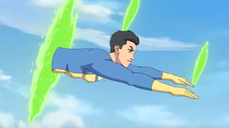 Light Blue Invincible appears through a portal in Invincible Season 3
