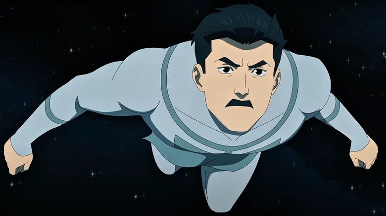Mustache Invincible flying in space in Invincible Season 3