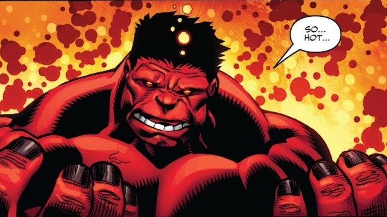 Red Hulk overwhelmed by the heat