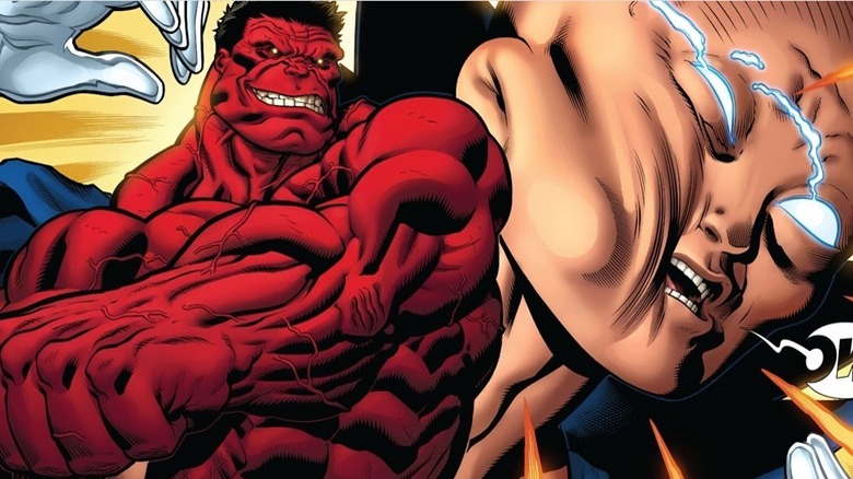 Red Hulk punches the Watcher