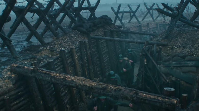 Soldiers in World War 1 trenches