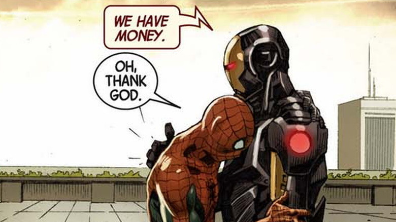 Spider-Man and Iron Man hug