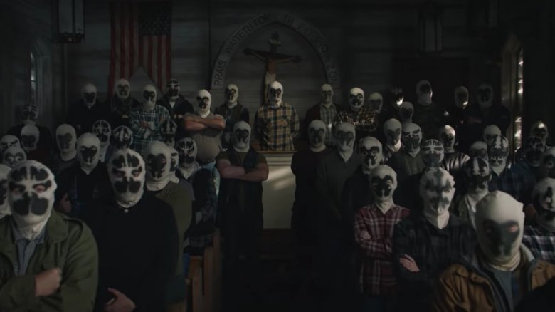 The mysterious cult of Rorscachs from HBO's first teaser trailer for its Watchmen series